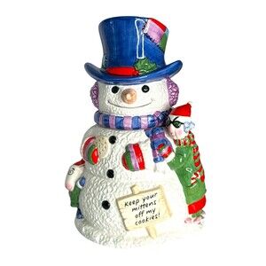 Hallmark Shoebox Maxine Snowman Cookie Jar Keep Your Mittens Off My Cookies 12"